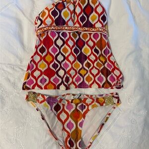 Trina Turk Vibrant Patterned Bikini - Red, Purple, Orange